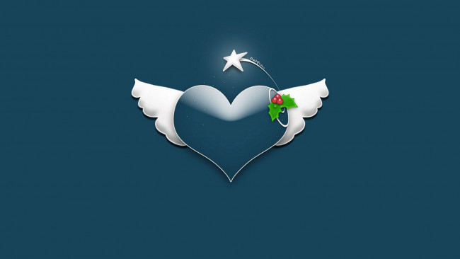Обои картинки фото векторная графика, сердечки , hearts, сердечко, крылья, звезда, ягоды
