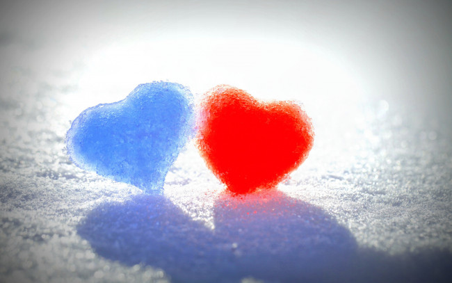 Обои картинки фото праздничные, день святого валентина,  сердечки,  любовь, сердечки, ледышки, снег