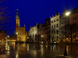 Картинка гданьск польша города ночь город фонари