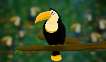 Картинка рисованные животные +птицы ветка какаду