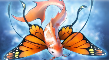 Картинка рисованное -+другое рыба бабочка