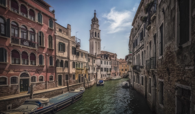 Обои картинки фото canal rio de la pleta in venice, города, венеция , италия, храм
