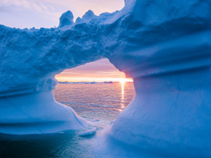 обоя природа, айсберги и ледники, айсберг, ледник, утро, лёд, рассвет, синева