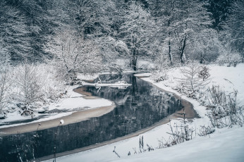 Картинка природа реки озера река снег зима