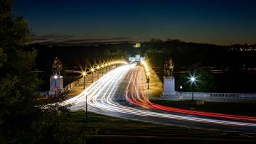 Картинка города -+мосты ночь город мост река трафик движение транспорт