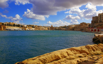 обоя kalkara, malta, города, панорамы, море, дома, набережная