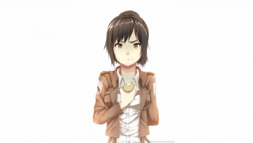 Картинка аниме shingeki+no+kyojin жест картошка жует серьезность взгляд sasha browse девушка art солдат форма