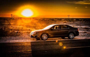 Картинка автомобили ford закат авто трасса пустыня