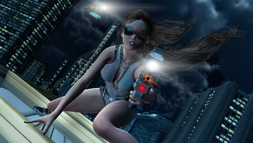 Картинка 3д+графика фантазия+ fantasy девушка оружие фон взгляд
