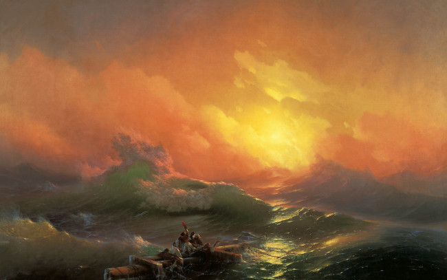 Обои картинки фото рисованное, иван айвазовский, aivazovsky, закат, двятый, вал