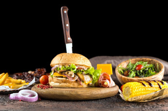 Картинка еда бутерброды +гамбургеры +канапе салат кукуруза гамбургер