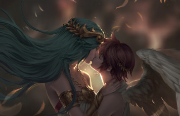 Картинка фэнтези ангелы pit арт ангел пара поцелуй chuby mi крылья