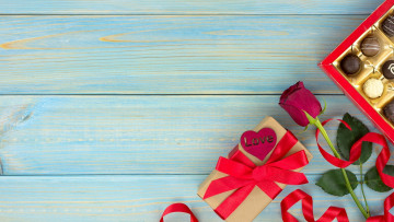Картинка праздничные день+святого+валентина +сердечки +любовь роза подарок конфеты
