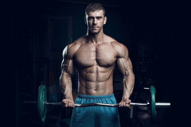 Обои картинки фото спорт, body building, мужчина, бодибилдер, мышцы, штанга