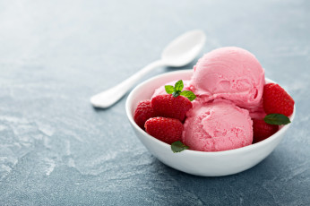 Картинка еда мороженое +десерты ягоды малина