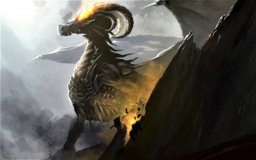 Картинка фэнтези драконы дракон скалы