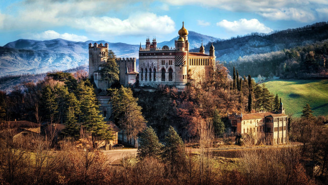 Обои картинки фото rocchetta mattei castle, bologna, italy, города, замки италии, rocchetta, mattei, castle