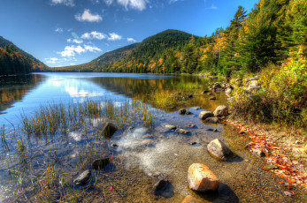 Картинка природа реки озера камни берег горы отражение