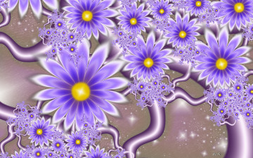 Картинка 3д графика flowers цветы фрактал лепестки