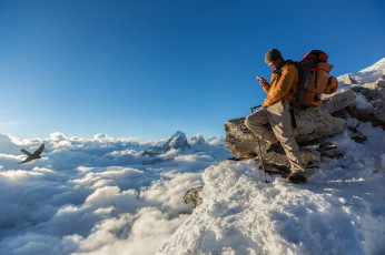 Картинка спорт экстрим небо вершина шерп горы эверест альпинизм