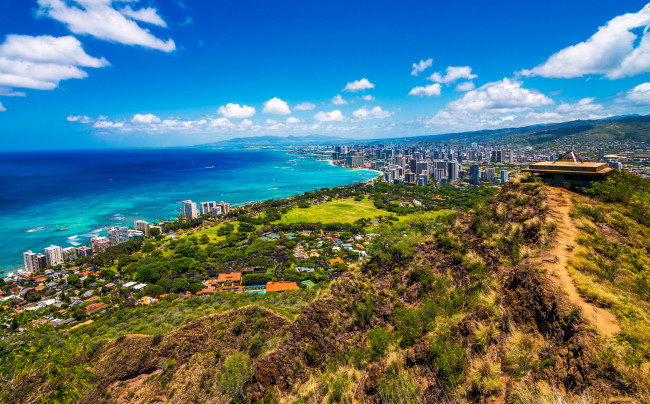 Обои картинки фото diamond head hawaii, города, - панорамы, побережье