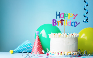 обоя праздничные, день рождения, день, рождения, happy, decoration, торт, свечи, воздушные, шары, birthday, cake
