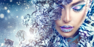 Картинка девушки анна+субботина лицо модель снег ветки стразы макияж