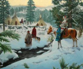 Картинка jim carson winter camp guard рисованные индеец