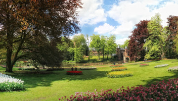 Картинка бельгия дилбек природа парк клумбы цветы поляна