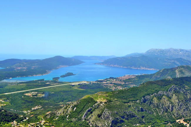 Обои картинки фото бодо, которская, бухта, природа, побережье, адриатика, Черногория, море, горы