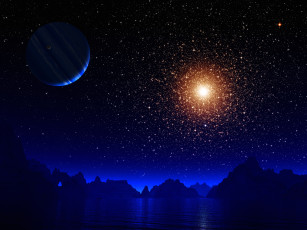 Картинка 3д+графика atmosphere+ mood+ атмосфера настроения вселенная озеро горы планета звезды