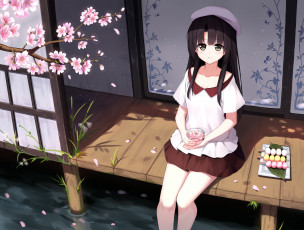 Картинка аниме saenai+heroine+no+sodatekata чай девушка yuri shoutu еда saenai heroine no sodatekata цветы сидит katou megumi