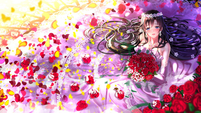 Обои картинки фото аниме, oregairu, hiratsuka, shizuka, девушка, цветы, арт, swordsouls