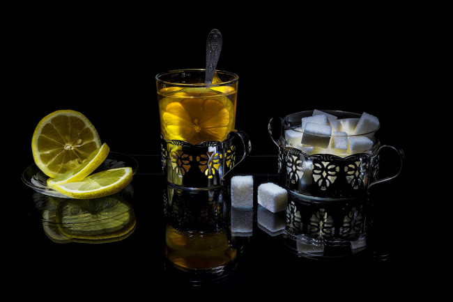Обои картинки фото еда, напитки,  Чай, чай, натюрморт, лимон, сахар