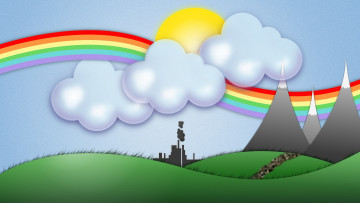 Картинка векторная графика горы облака радуга