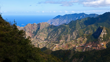 Картинка испания канарские острова санта крус де тенерифе природа горы санта-крус-де-тенерифе долины домишки