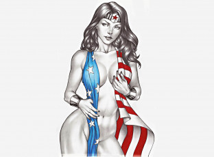 Картинка рисованное комиксы взгляд фон девушка флаг