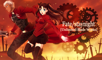 Картинка аниме fate stay+night девушка взгляд фон