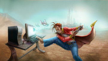 Картинка рисованное люди мужчина фон компьютер геймер