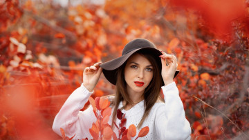 Картинка девушки -+лица +портреты шляпа свитер осень