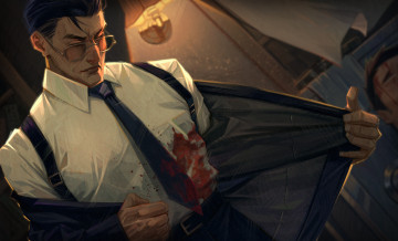 Картинка рисованное люди мужчина костюм очки галстук рана кровь