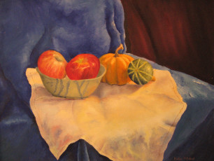 Картинка рисованные еда яблоко тыква
