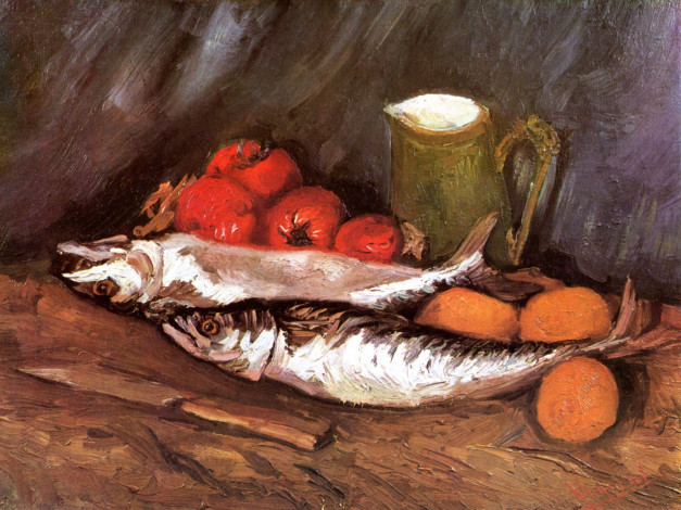 Обои картинки фото vincent, van, gogh, рисованные, помидор, селедка, томаты