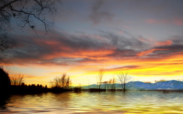 Картинка colorado sundown природа восходы закаты тучи горы вечер озеро