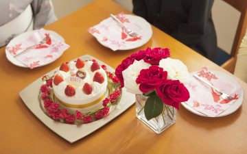 обоя еда, пирожные, кексы, печенье, торт, цветы
