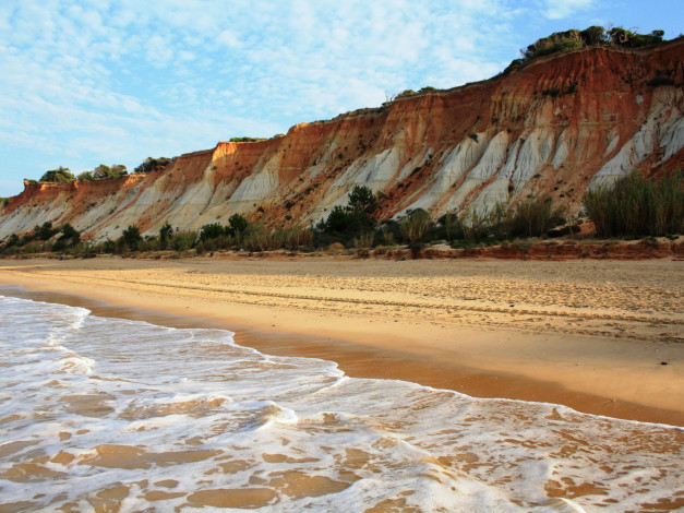 Обои картинки фото iberia, albufeira, faro, portugal, природа, побережье, португалия, пляж, море, обрывистый, берег