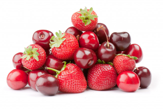 Обои картинки фото еда, фрукты, ягоды, черешня, клубника