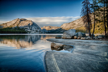 Картинка tenaya lake yosemite national park california природа реки озера озеро теная йосемити калифорния горы камни деревья