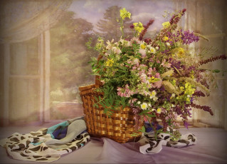 Картинка цветы луговые+ полевые +цветы корзина