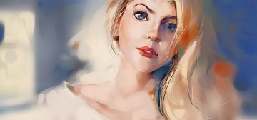 Картинка рисованное люди девушка синеглазая блондинка взгляд